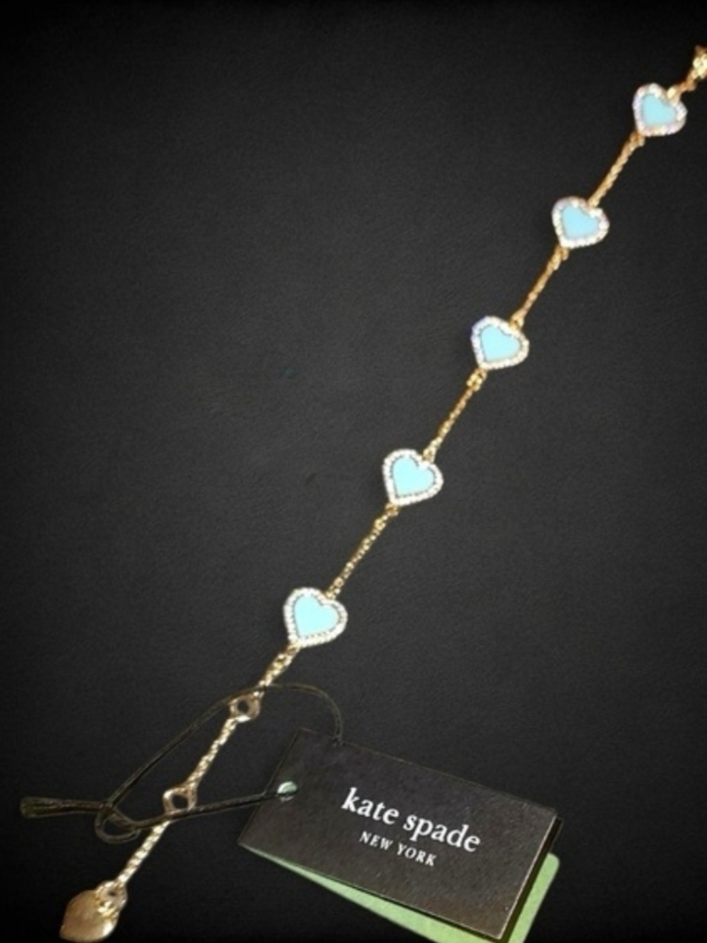 Kate Spade Take Me Tiffany Light Blue Enamel Hearts Bracelet - Picture 2 of 2